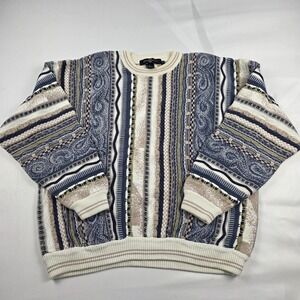 Vintage 90s Cotton Traders Sweater Mens XL Multicolor Coogi Style 3D Knit
